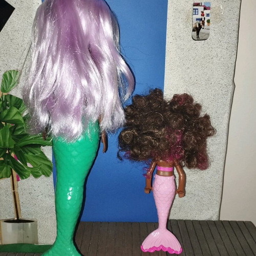 Barbie mermaids used, Colour reveal and Chelsea