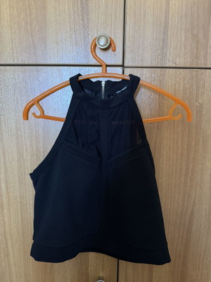 Women's Black Top with Sheer Details like new, size L