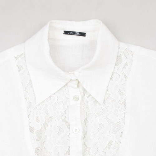 Notizie Mariella Burani women's linen shirt size M white with lace like new
