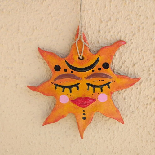 Handmade hanging clay sun new