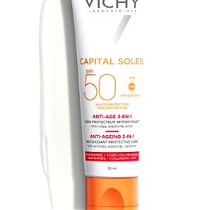 Vichy Capital Soleil Anti-Ageing 3in1 SPF50 Αντηλιακή Κρέμα Προσώπου με Αντιγηραντική Δράση