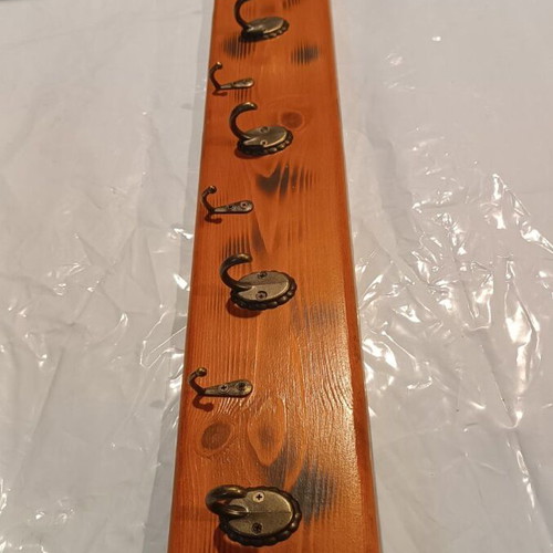 Handmade wooden coat rack 60cm with 9 hooks for home and halls
