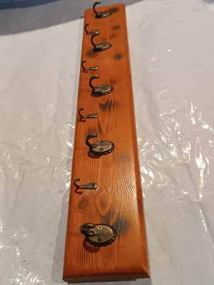 Handmade wooden coat rack 60cm with 9 hooks for home and halls