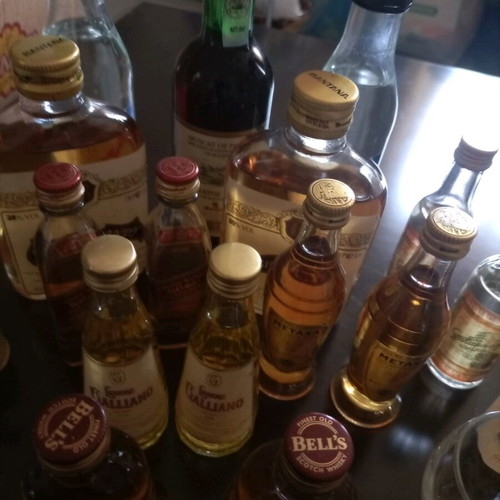 Set of 19 very old mini drinks new, sealed with two new mini glasses