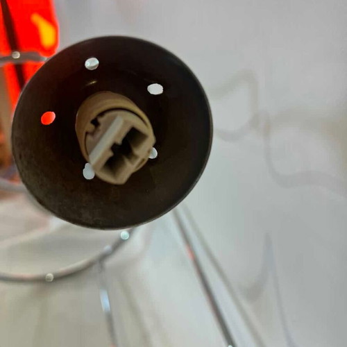 Metal ceiling light with small spotlights used, 74x34 cm