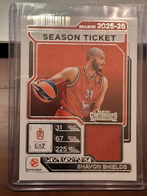 Panini Contenders Euroleague Shavon Shields Memorabilia 2025-26 σαν καινούργιο