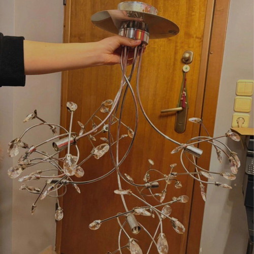 Ceiling light set with Swarovski crystals, stainless steel, G9 bulbs