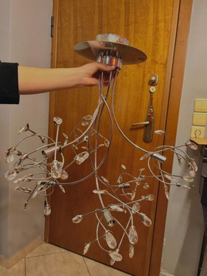 Ceiling light set with Swarovski crystals, stainless steel, G9 bulbs
