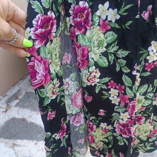 Floral Cotton Long Skirt new, size S/M with side slit and elastic waist