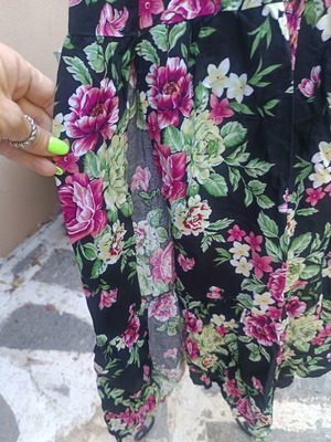 Floral Cotton Long Skirt new, size S/M with side slit and elastic waist