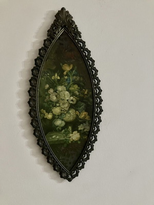 Old wall decoration with genuine bronze frame, Italian 1950s