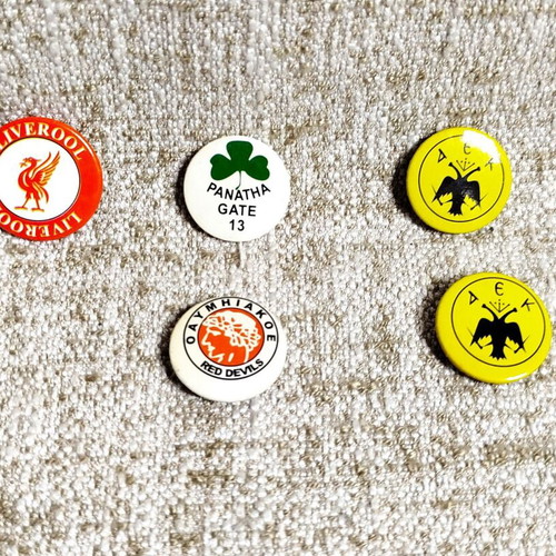 Badges Panathinaikos AEK Olympiacos Liverpool new, pack of 5