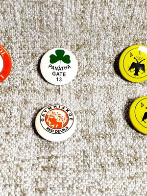 Badges Panathinaikos AEK Olympiacos Liverpool new, pack of 5