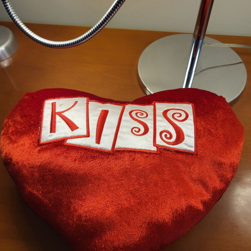 Velvet red heart Kiss new decorative pillow
