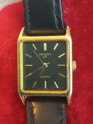 Orient VX tank quartz watch Japan, vintage, leather strap