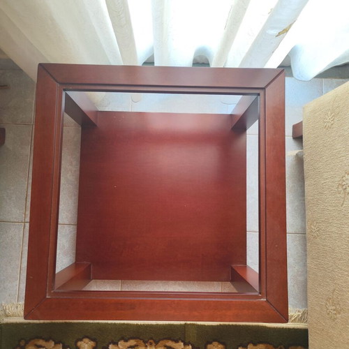 Coffee table used with missing glass top and minor scratches