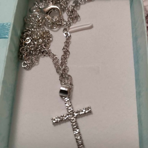 Cross with strass in silver color new
