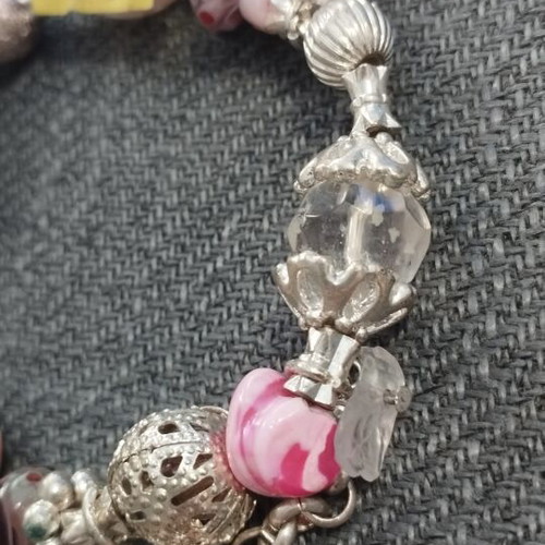 Women's bracelet with charms and pink beads like new