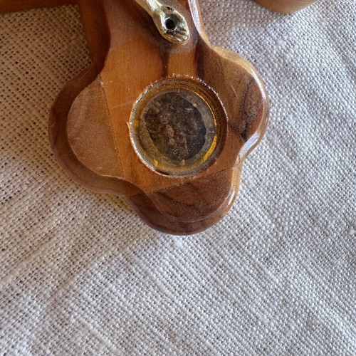 Jerusalem Hanging Cross new, olive wood with relics
