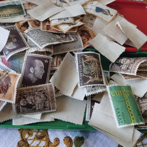 Mega collection of 400+ vintage stamps in authentic retro Elza box, used