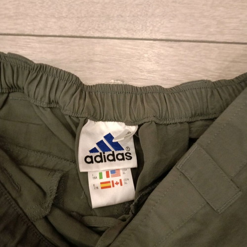 Adidas retro pants used, khaki streetwear utility style