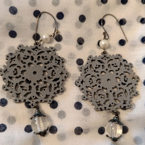 Gray long earrings like new