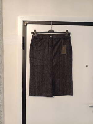 Daks women's denim skirt, dark indigo midi