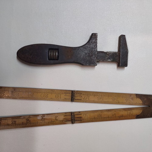 Adjustable Vintage Wrench and Folding Wooden Ruler used