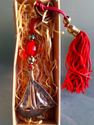 Sailboat charm unused with colorful beads