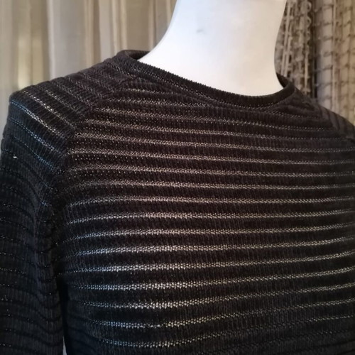 Knitted semi-transparent black blouse like new, size S