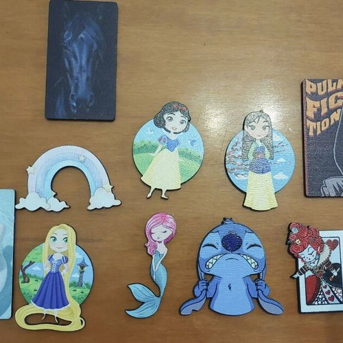 Wooden printed elements new, set of 10 pieces