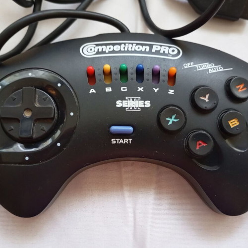 Sega Mega Drive 2 console used with 2 original controllers and cables