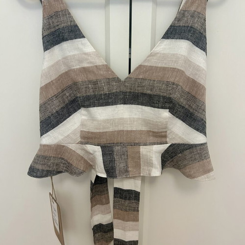 Moutaki Linen Ruffles Top like new, size S-M, earth tones