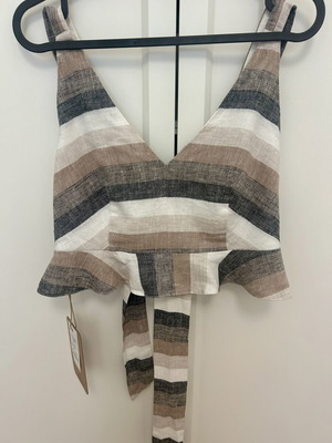Moutaki Linen Ruffles Top like new, size S-M, earth tones