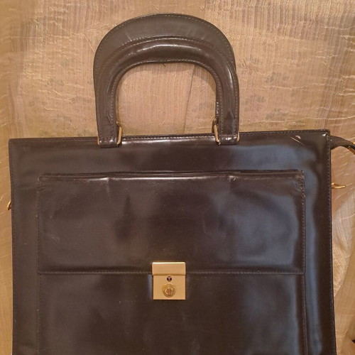 Vintage Aslanis Black Leather Briefcase Marcoderm used