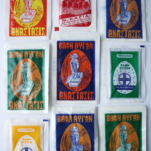 Easter egg dye packets 1960s-70s new, pack of 9