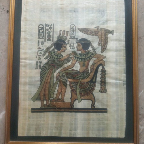 Papyrus from Egypt framed, used, set of 3