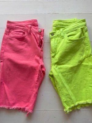 J Brand denim bermuda shorts no 34, green and pink, waist 38 cm, new