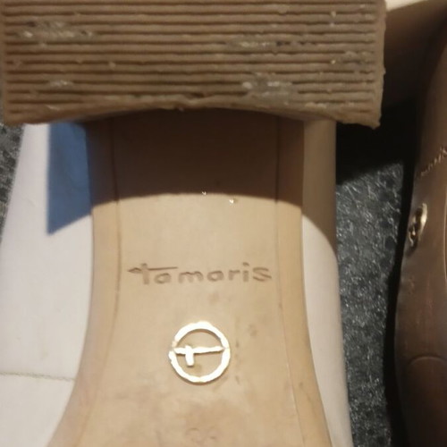 Tamaris women's leather shoes, ecru, size 36