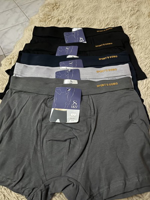 Cotton boxers pack of 5 size M, new, black and grey