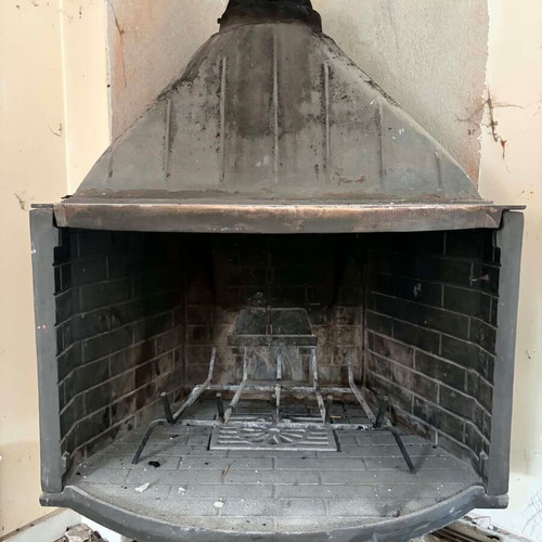Cast iron open fireplace used