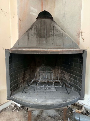 Cast iron open fireplace used