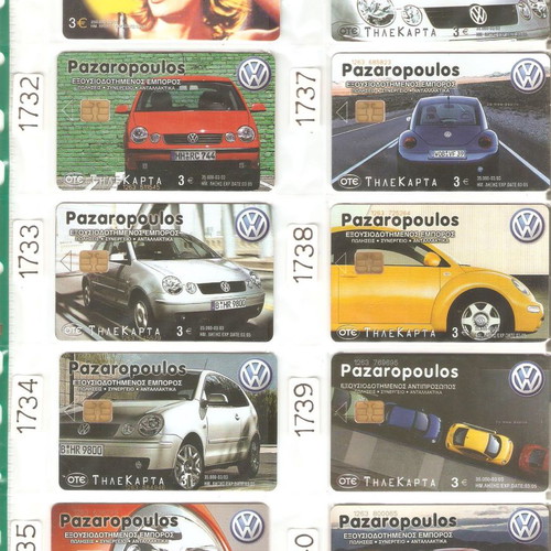 Collection of used 2307 phone cards with holders