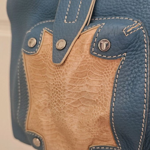 Tods handbag used, leather turquoise