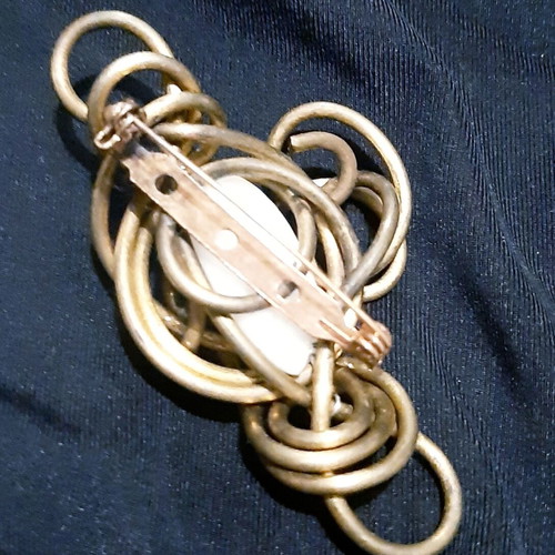 Nefertiti brooch with natural white agate, UniqueJewerly handmade
