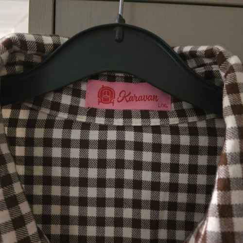 Karavan Checked Crop Shirt Like New With Embroidery