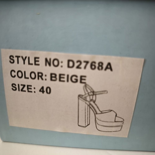 Satin high-heeled platform sandals size 40 beige new