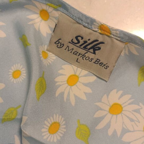 Satin summer pajamas like new blue floral set with hole