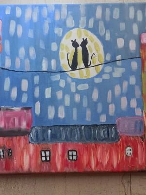 Handmade oil painting on canvas new, 39x39 cm