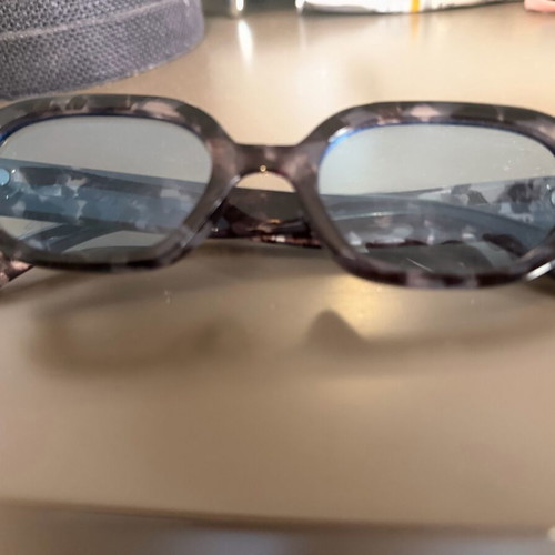 Glasses with blue transparent lens like new, turtle design